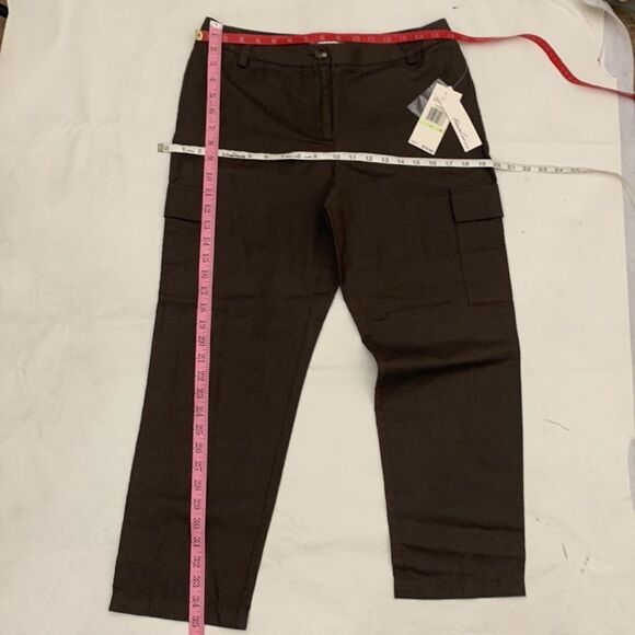 Kenneth Cole Size 4 Earth Brown Urban Edge Side Pockets Button Front Capri Pant - Picture 8 of 9